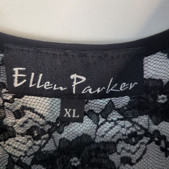 Ellen Parker Black Lace Insert Sleeveless Dress - Picture 8 of 11